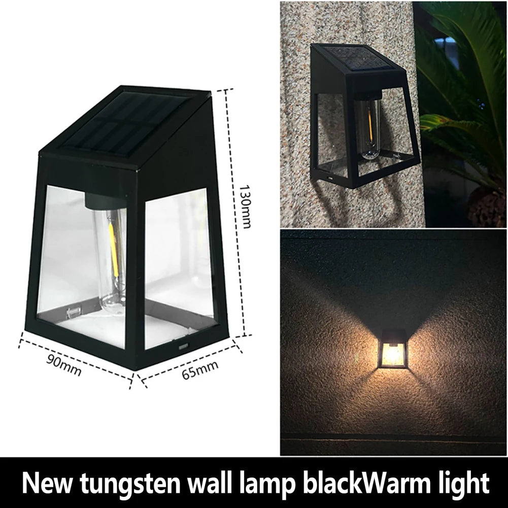 Waterproof Solar Wall Lights with LED Tungsten Filament Bulb - Luxinsly