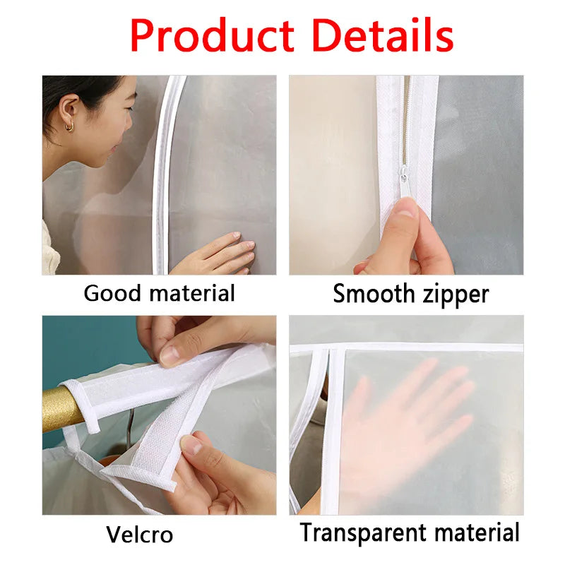 Transparent Waterproof Garment Dust Cover | Hanging Wardrobe Organizer for Clothes Protection