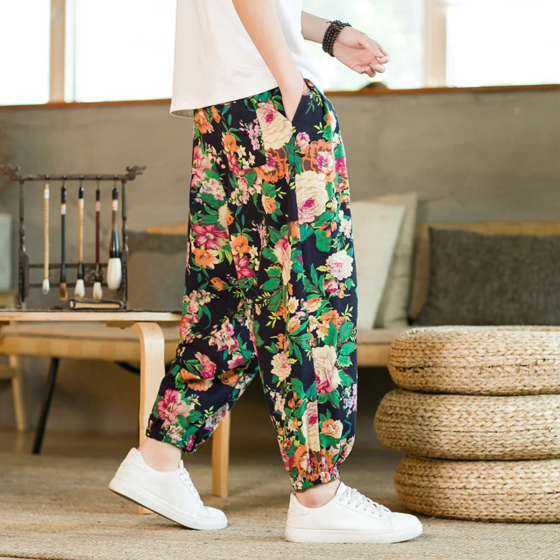 Men's Floral Print Harem Pants