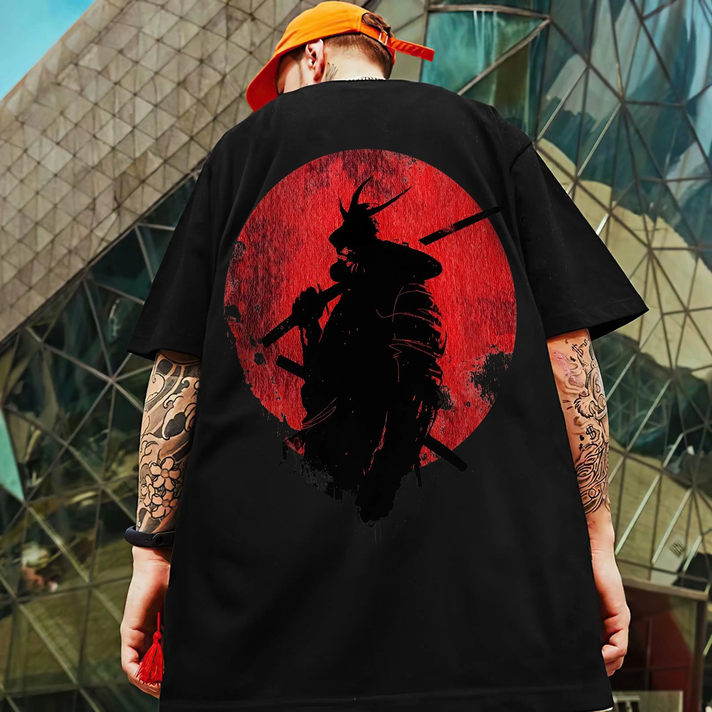 Men's Retro 3D Samurai Sword Print T-Shirt | Loose Fit Harajuku Style Short Sleeve Tee - Luxinsly