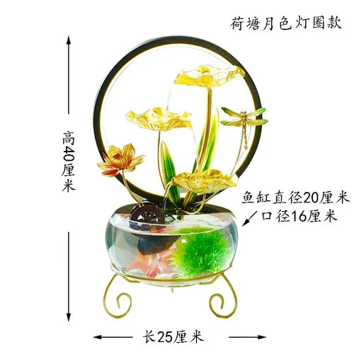 Decorative Fish Tank with Flowing Water Iron Art - Luxinsly