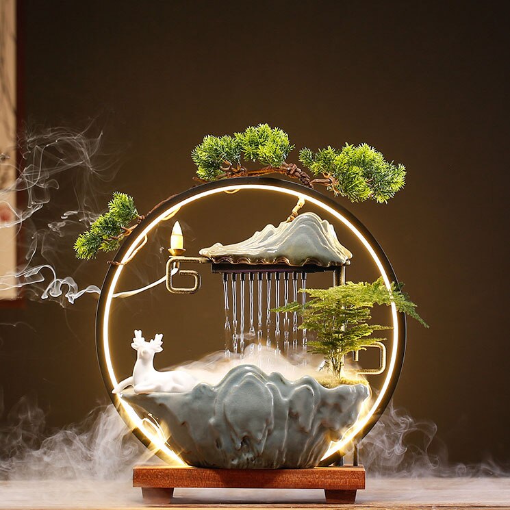 LED Waterfall Censer Bonsai Backflow Incense Burner