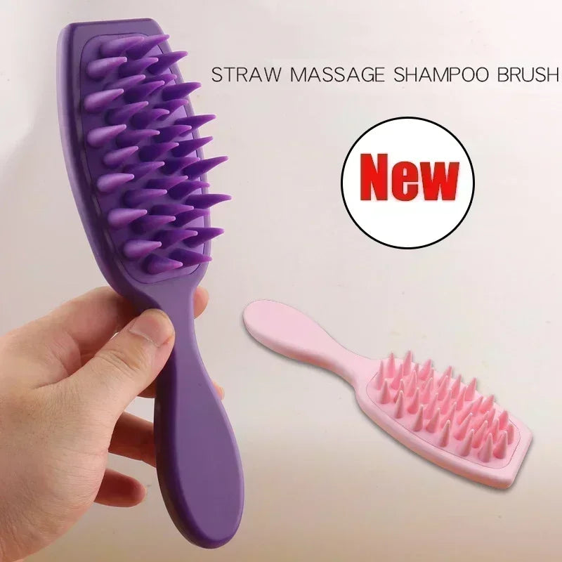 Extended Handle Soft Silicone Shampoo Scalp Massager Hair Washing Comb