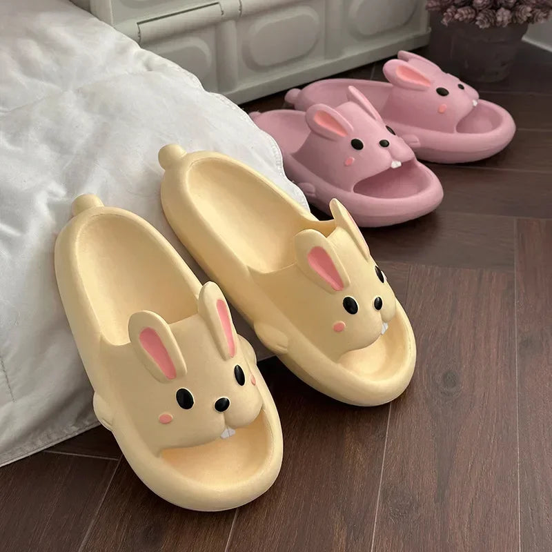 Summer Couple Slippers – Cute Rabbit Design Indoor EVA Thick-Soled Home Slides for Women