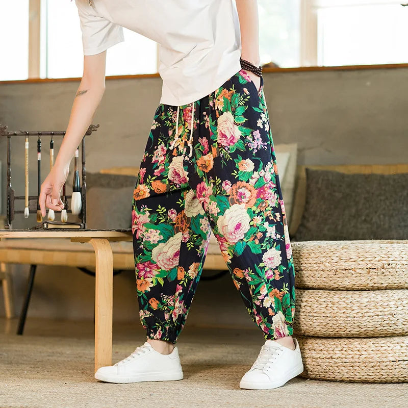 Men's Floral Print Harem Pants