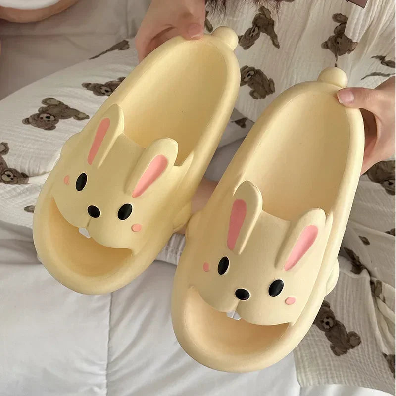 Summer Couple Slippers – Cute Rabbit Design Indoor EVA Thick-Soled Home Slides for Women