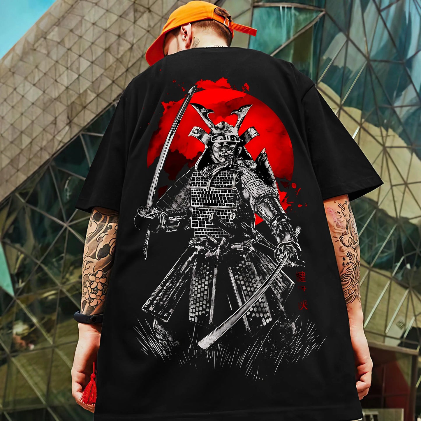 Men's Retro 3D Samurai Sword Print T-Shirt | Loose Fit Harajuku Style Short Sleeve Tee - Luxinsly