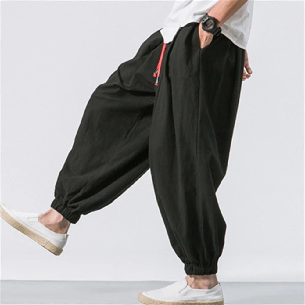 Men's Oversized Loose Harem Pants | High-Quality Chinese Linen Casual Trousers - Luxinsly