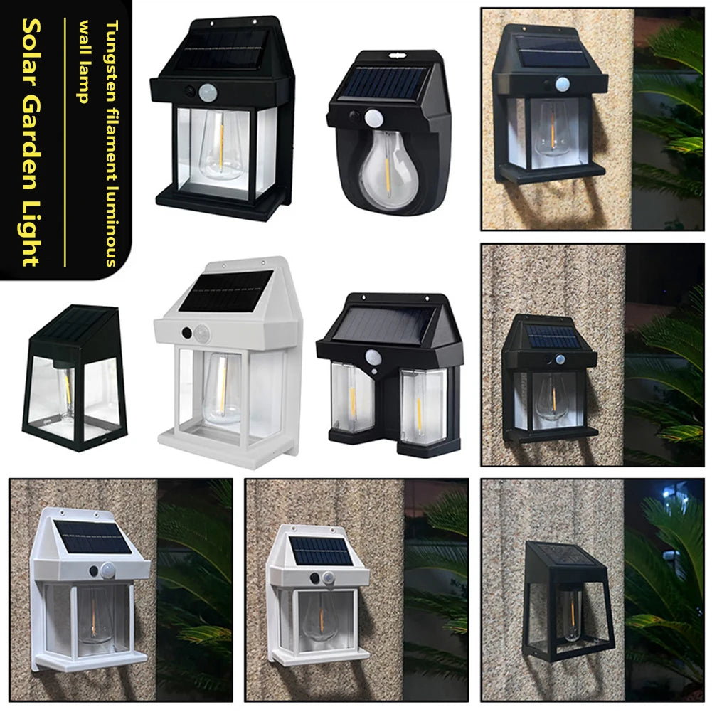 Waterproof Solar Wall Lights with LED Tungsten Filament Bulb