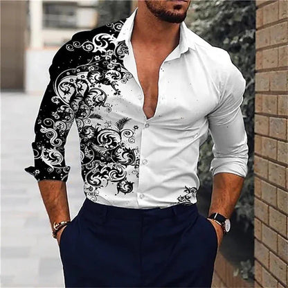 Men's Classic Long-Sleeve Hawaiian Shirt - Luxinsly