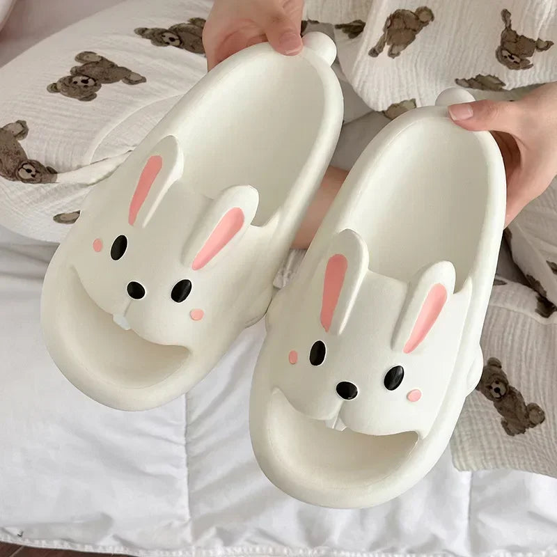 Summer Couple Slippers – Cute Rabbit Design Indoor EVA Thick-Soled Home Slides for Women