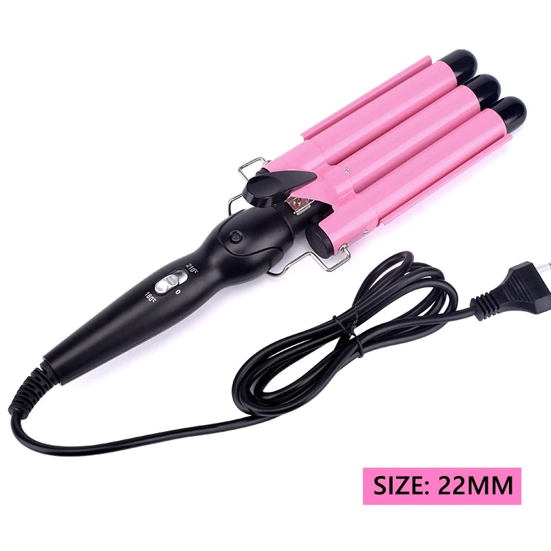 Professional Triple Barrel Ceramic Hair Waver & Curler Styling Tool