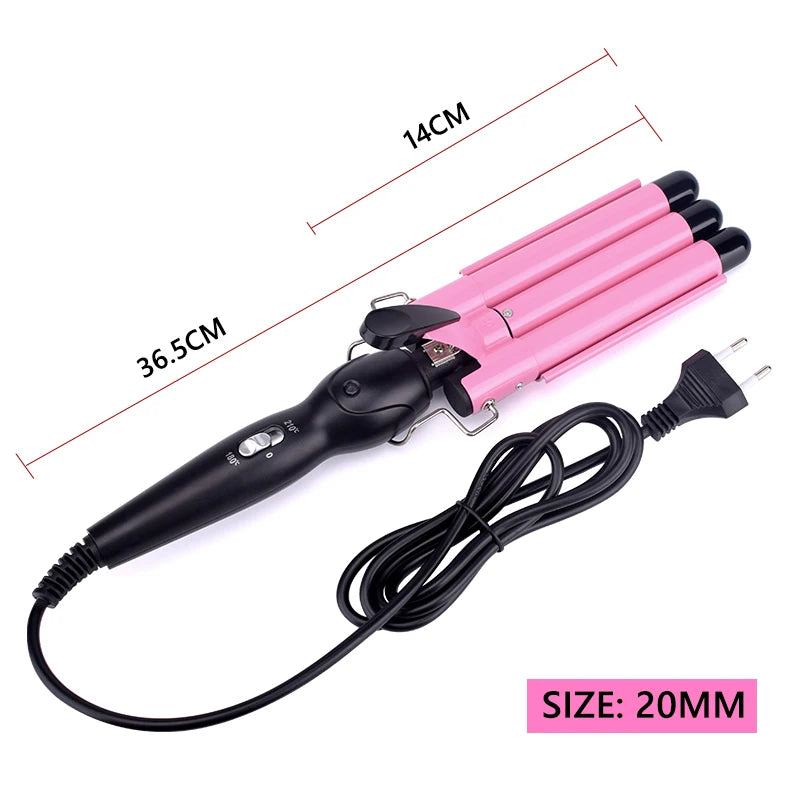 Professional Triple Barrel Ceramic Hair Waver & Curler Styling Tool