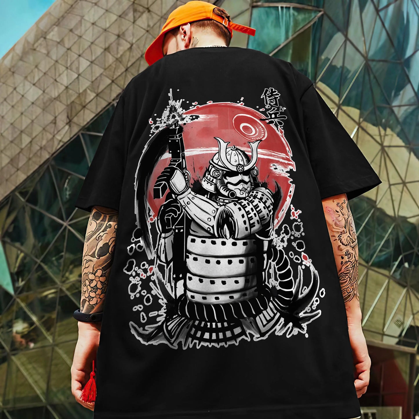 Men's Retro 3D Samurai Sword Print T-Shirt | Loose Fit Harajuku Style Short Sleeve Tee - Luxinsly