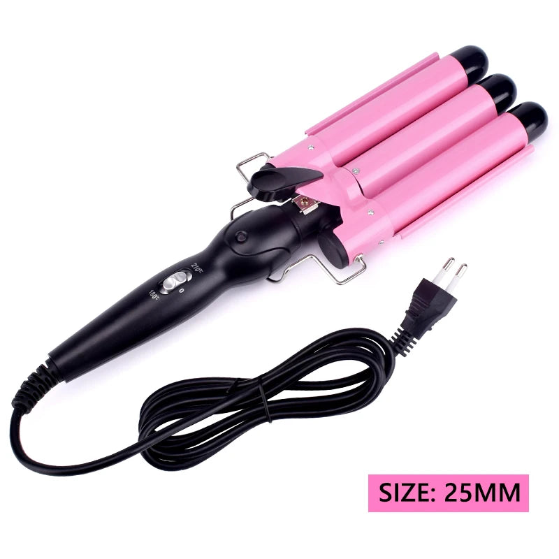 Professional Triple Barrel Ceramic Hair Waver & Curler Styling Tool