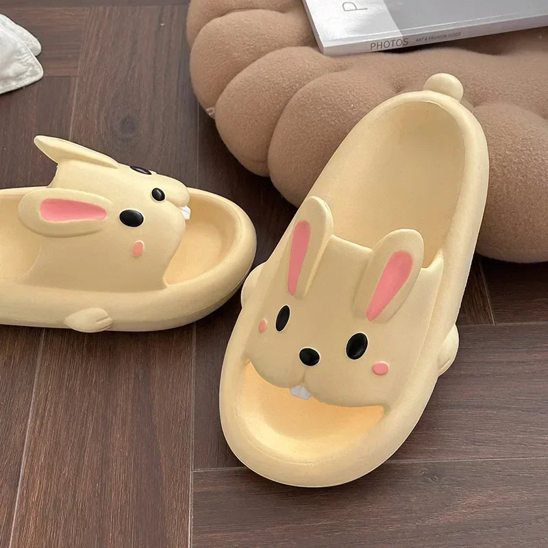 Summer Couple Slippers – Cute Rabbit Design Indoor EVA Thick-Soled Home Slides for Women