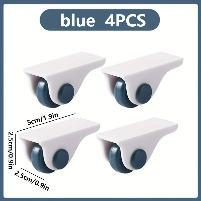 4pcs Adhesive Wheels for Effortless Furniture and Storage Mobility