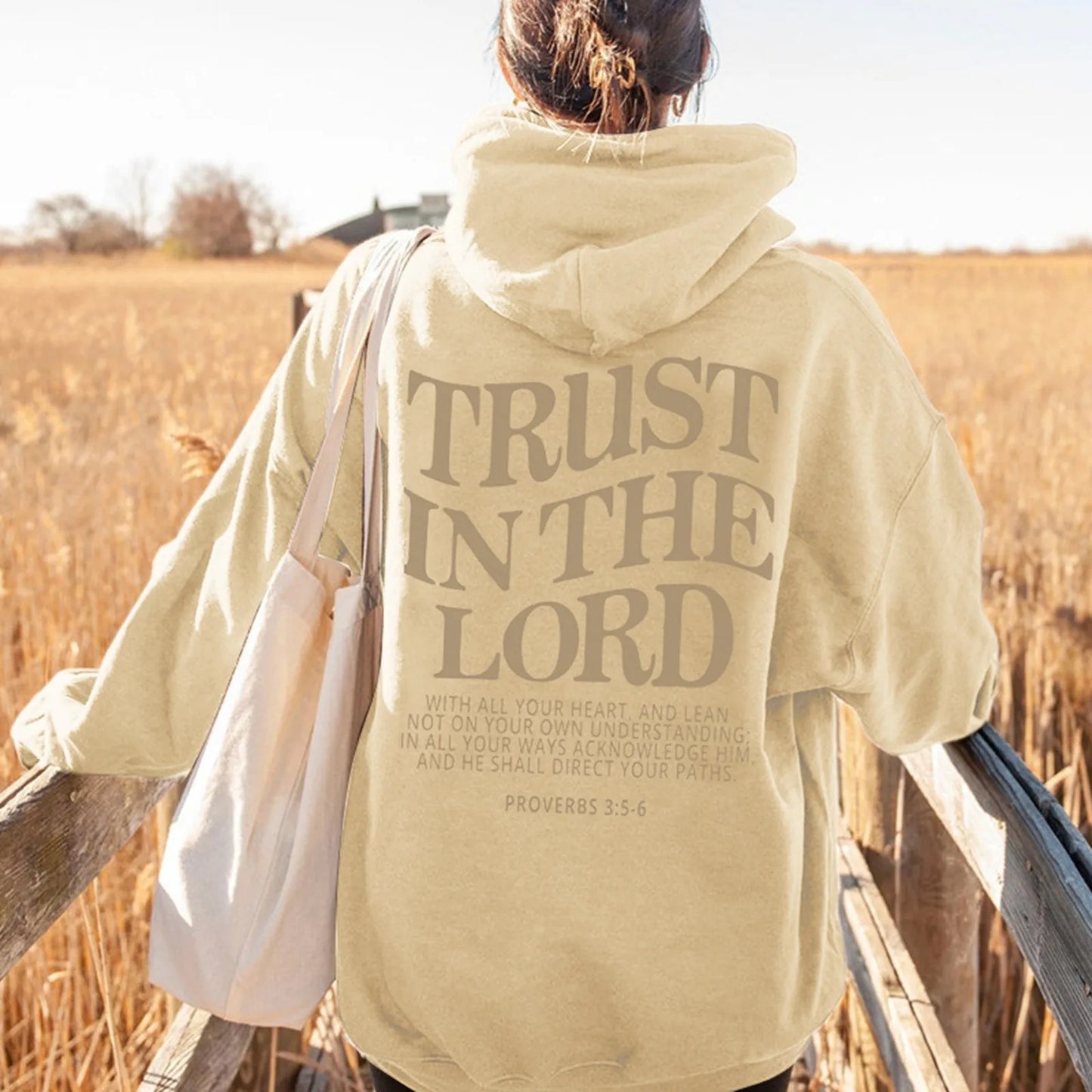 Faith Over Fear Oversized Women's Hoodie Sweatshirt: Trendy Graphic Hooded Sweatshirts for Autumn Casual Wear - Luxinsly