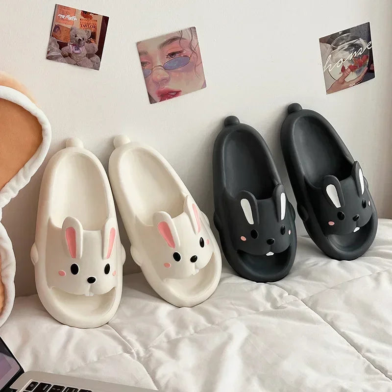 Summer Couple Slippers – Cute Rabbit Design Indoor EVA Thick-Soled Home Slides for Women