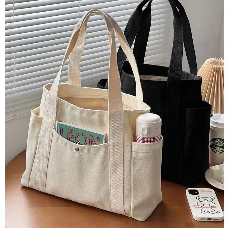 Large Capacity Canvas Tote Bag: College Style Shoulder Bag for Work | LAST DAY FOR SALE! - Luxinsly