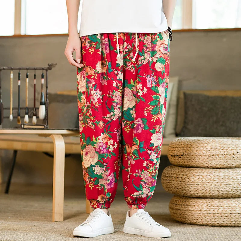 Men's Floral Print Harem Pants