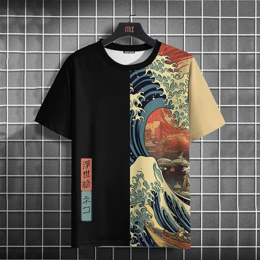 Japanese Samurai Cat 3D Print T-Shirt | Casual Fashion Tee for Men and Women - Luxinsly