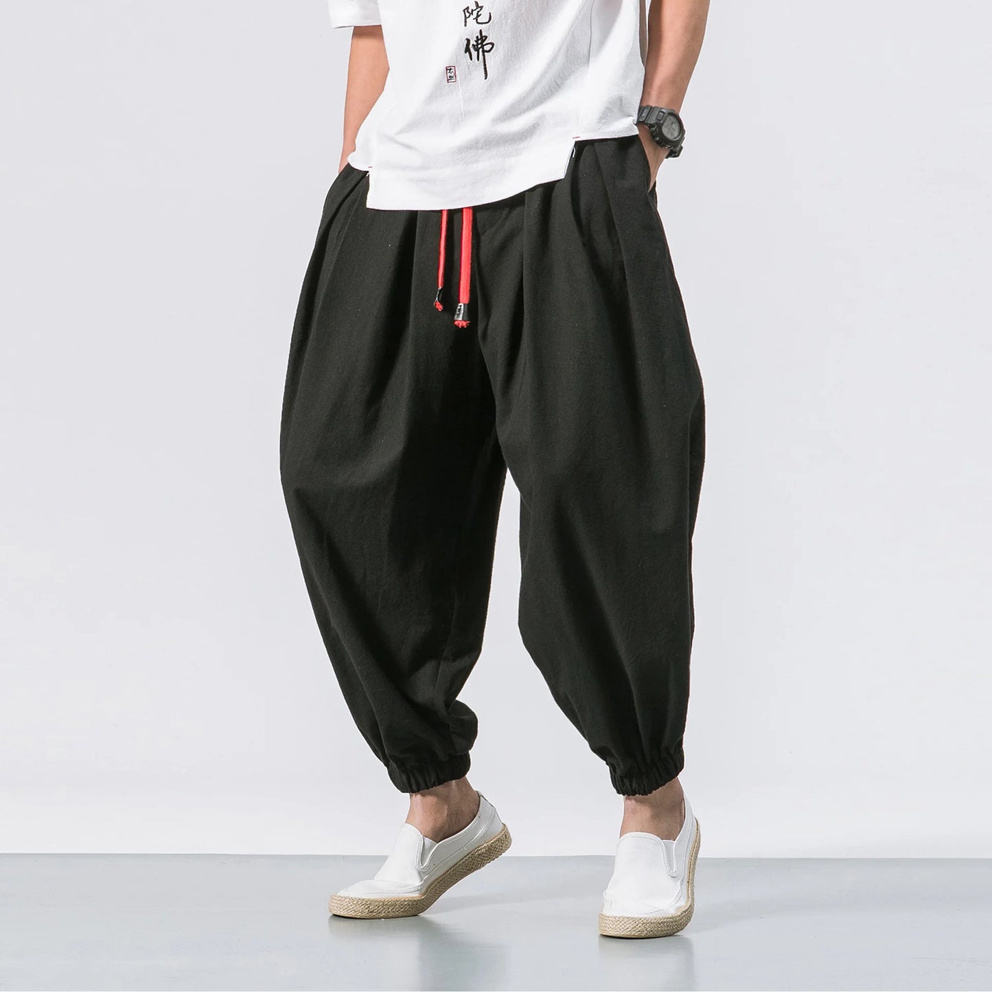 Men's Oversized Loose Harem Pants | High-Quality Chinese Linen Casual Trousers - Luxinsly