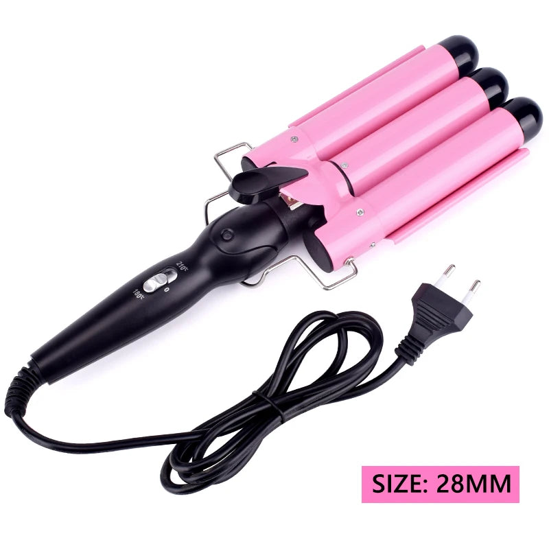 Professional Triple Barrel Ceramic Hair Waver & Curler Styling Tool