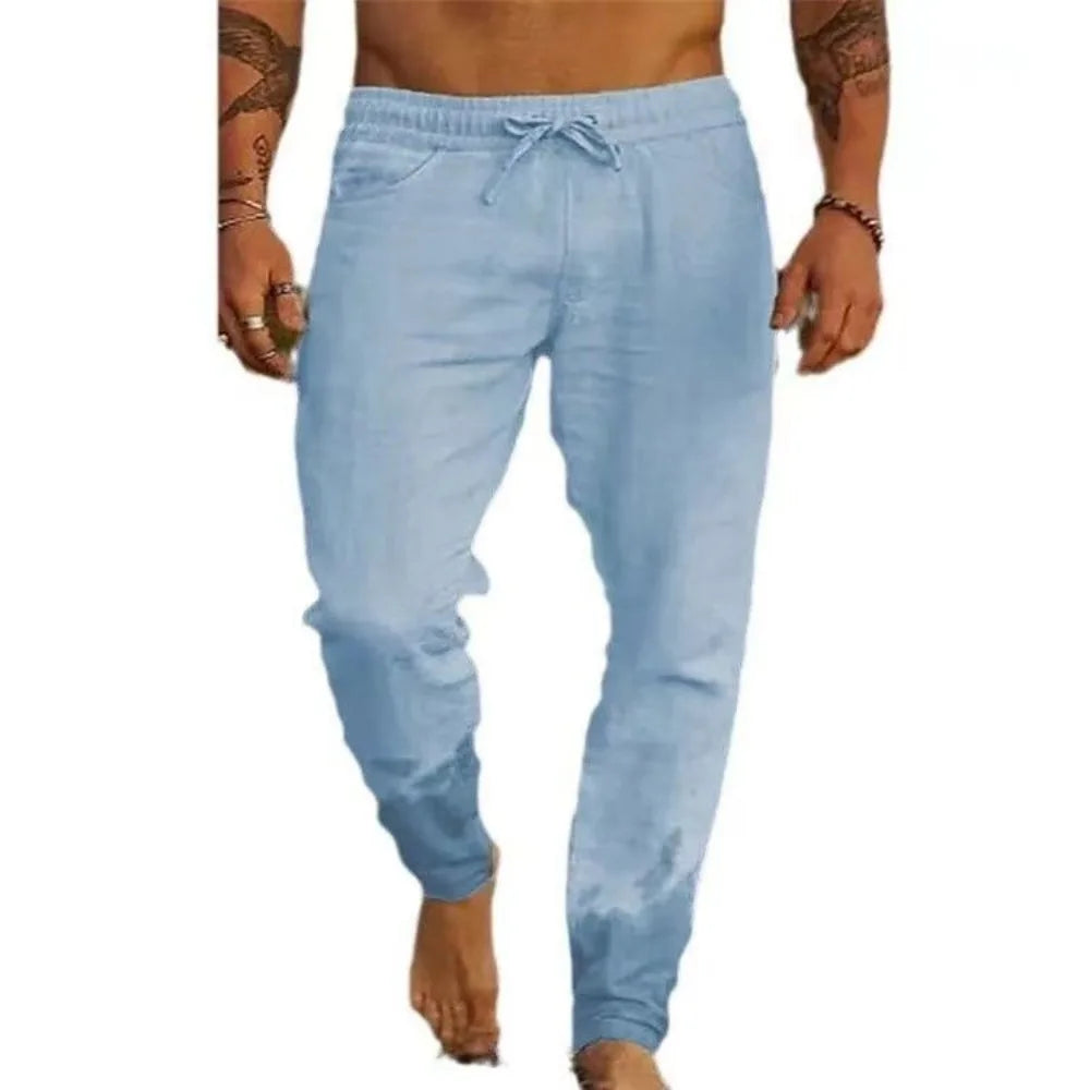 Men's Cotton Linen Beach Joggers – Casual Streetwear Loose Fit