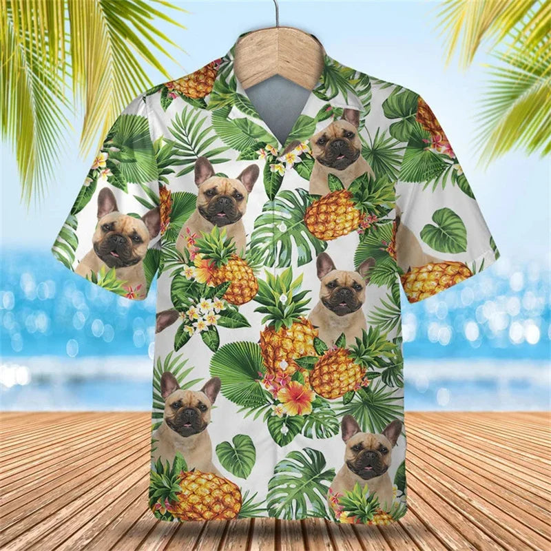 Hot Summer Hawaiian Shirt: Cool Floral Dog & Cat Pattern Short Sleeve Tops for Men, Women, and Children - Luxinsly