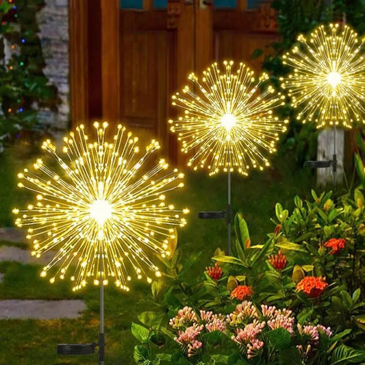 AlliLit LED Solar Firework Lights - Waterproof Outdoor Dandelion Fairy String Lights for Garden, Landscape, and Lawn Decor - Luxinsly