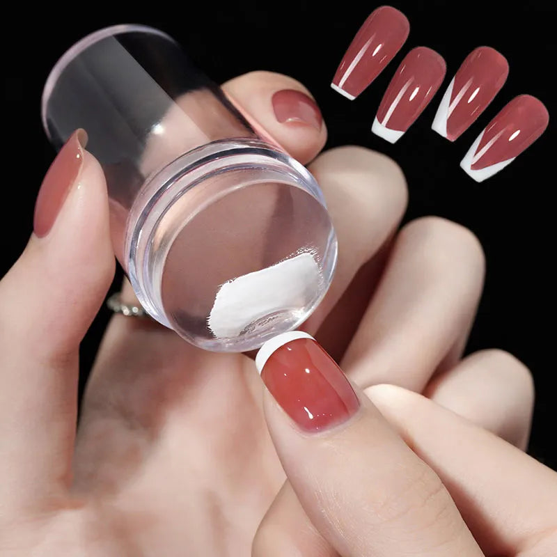 Jelly Silicone Transparent Nail Stamper Set with Scraper