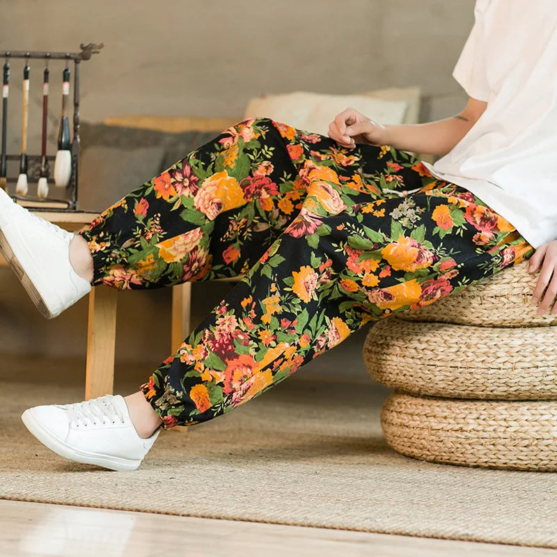 Men's Floral Print Harem Pants