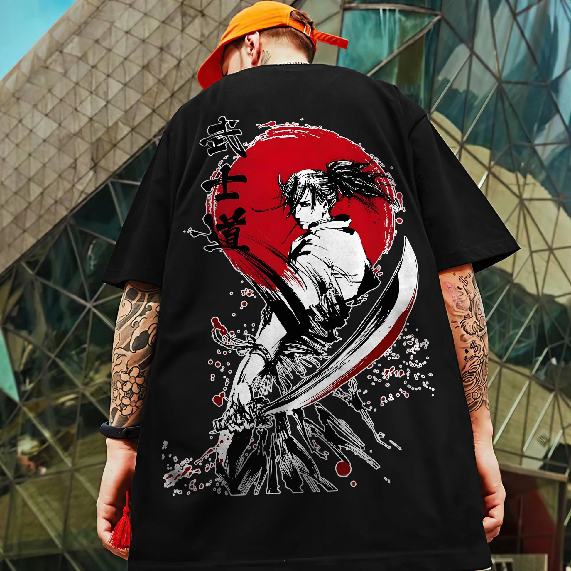 Men's Retro 3D Samurai Sword Print T-Shirt | Loose Fit Harajuku Style Short Sleeve Tee - Luxinsly