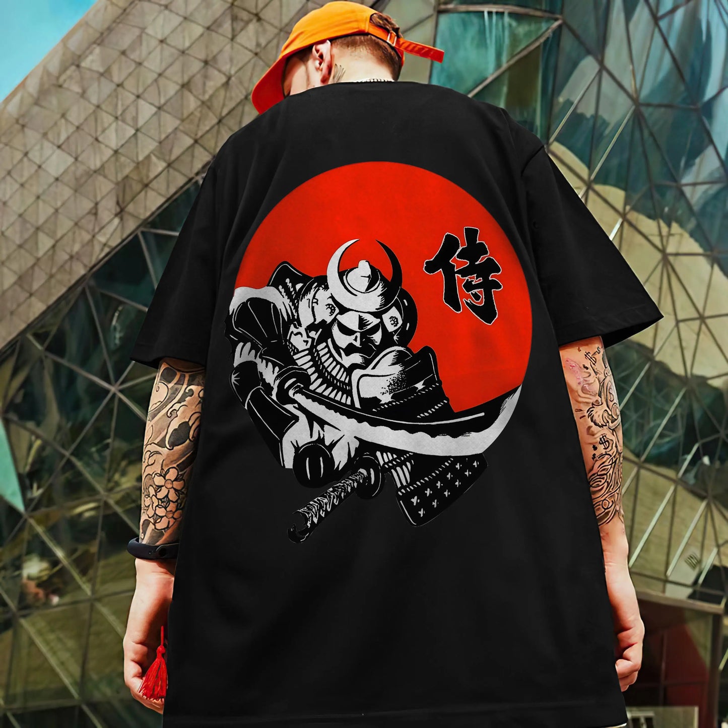 Men's Retro 3D Samurai Sword Print T-Shirt | Loose Fit Harajuku Style Short Sleeve Tee - Luxinsly