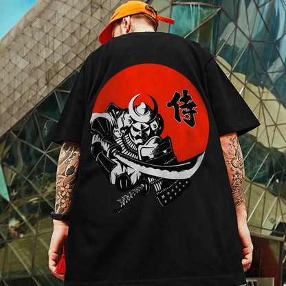 Men's Retro 3D Samurai Sword Print T-Shirt | Loose Fit Harajuku Style Short Sleeve Tee - Luxinsly