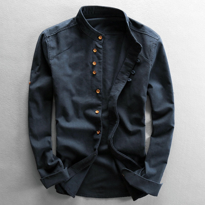 Men’s “Katana” Japanese Linen Shirt | Last Day Sale! - Luxinsly