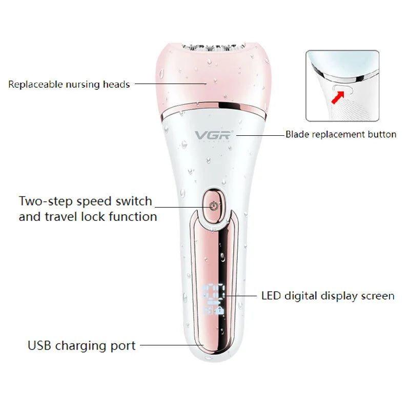 Electric Women’s Epilator and Shaver – Leg, Body, Facial, and Bikini Hair Removal Trimmer - Luxinsly