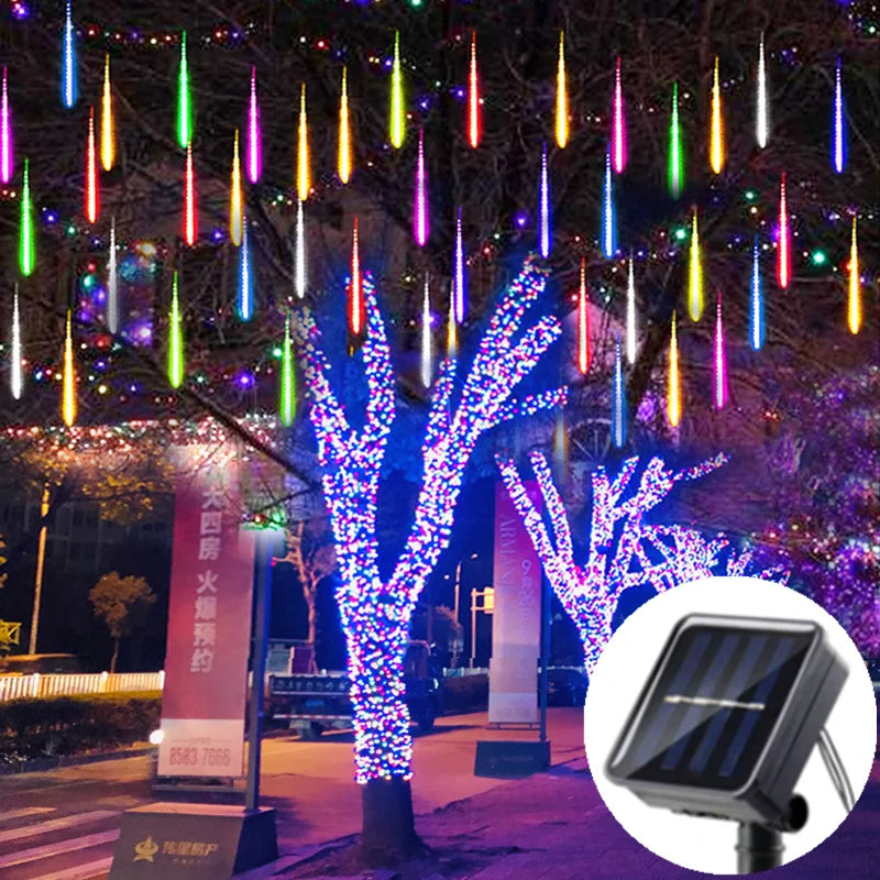 Solar LED Meteor Shower Lights - Waterproof Outdoor Garden Decoration