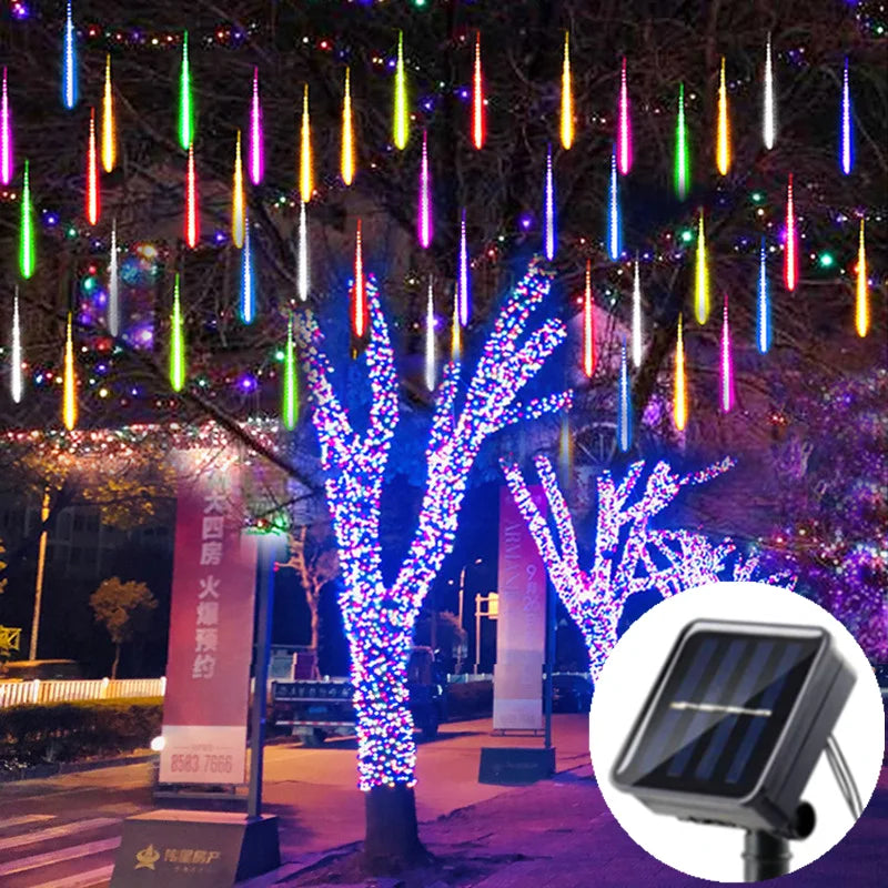 Solar LED Meteor Shower Lights - Waterproof Outdoor Garden Decoration - Luxinsly