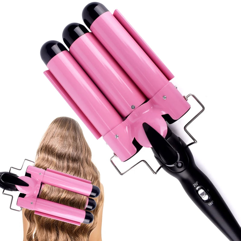 Professional Triple Barrel Ceramic Hair Waver & Curler Styling Tool