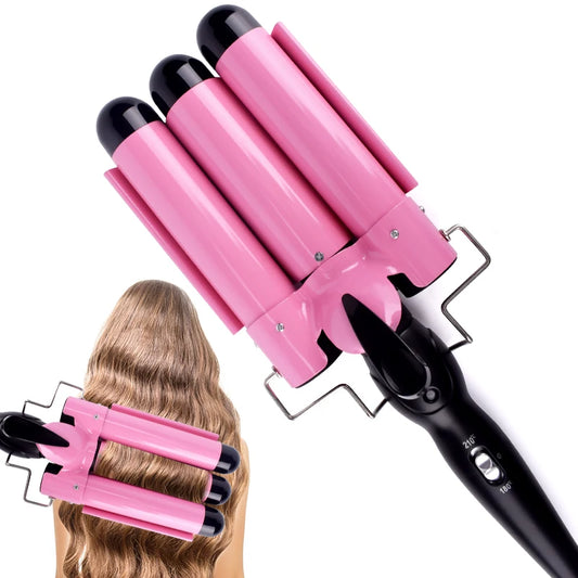 Professional Triple Barrel Ceramic Hair Waver & Curler Styling Tool - Luxinsly