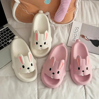 Summer Couple Slippers – Cute Rabbit Design Indoor EVA Thick-Soled Home Slides for Women - Luxinsly