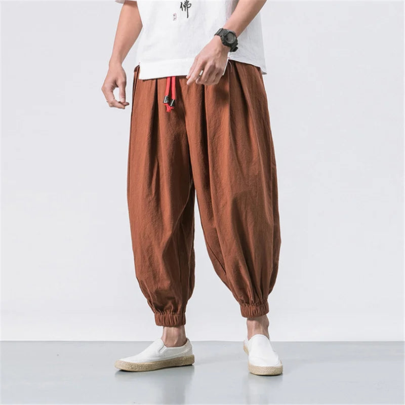 Men's Oversized Loose Harem Pants | High-Quality Chinese Linen Casual Trousers - Luxinsly