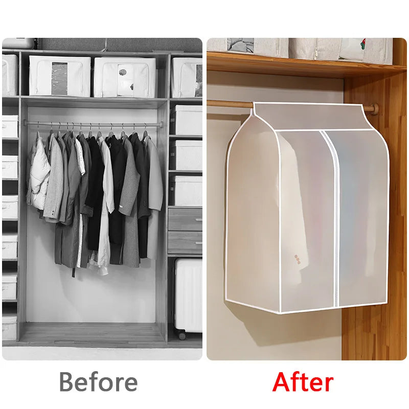 Transparent Waterproof Garment Dust Cover | Hanging Wardrobe Organizer for Clothes Protection