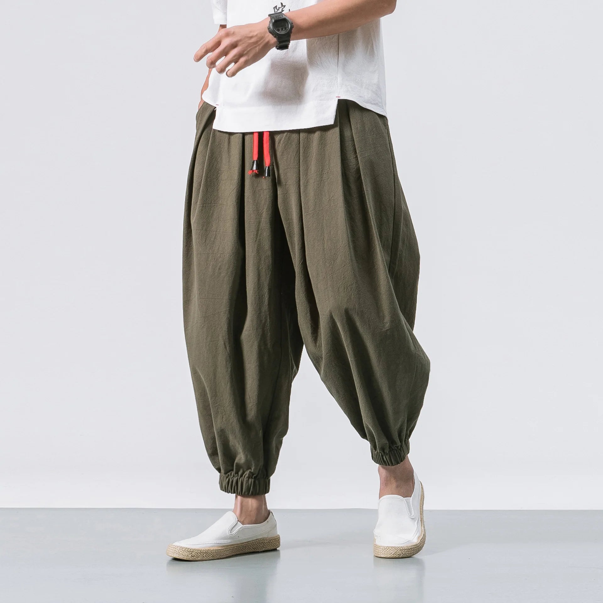 Men's Oversized Loose Harem Pants | High-Quality Chinese Linen Casual Trousers - Luxinsly