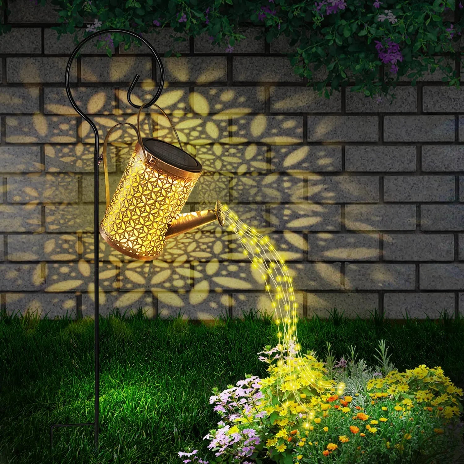 Solar Watering Can with Cascading Lights - Decorative Solar Waterfall Garden Light - Luxinsly