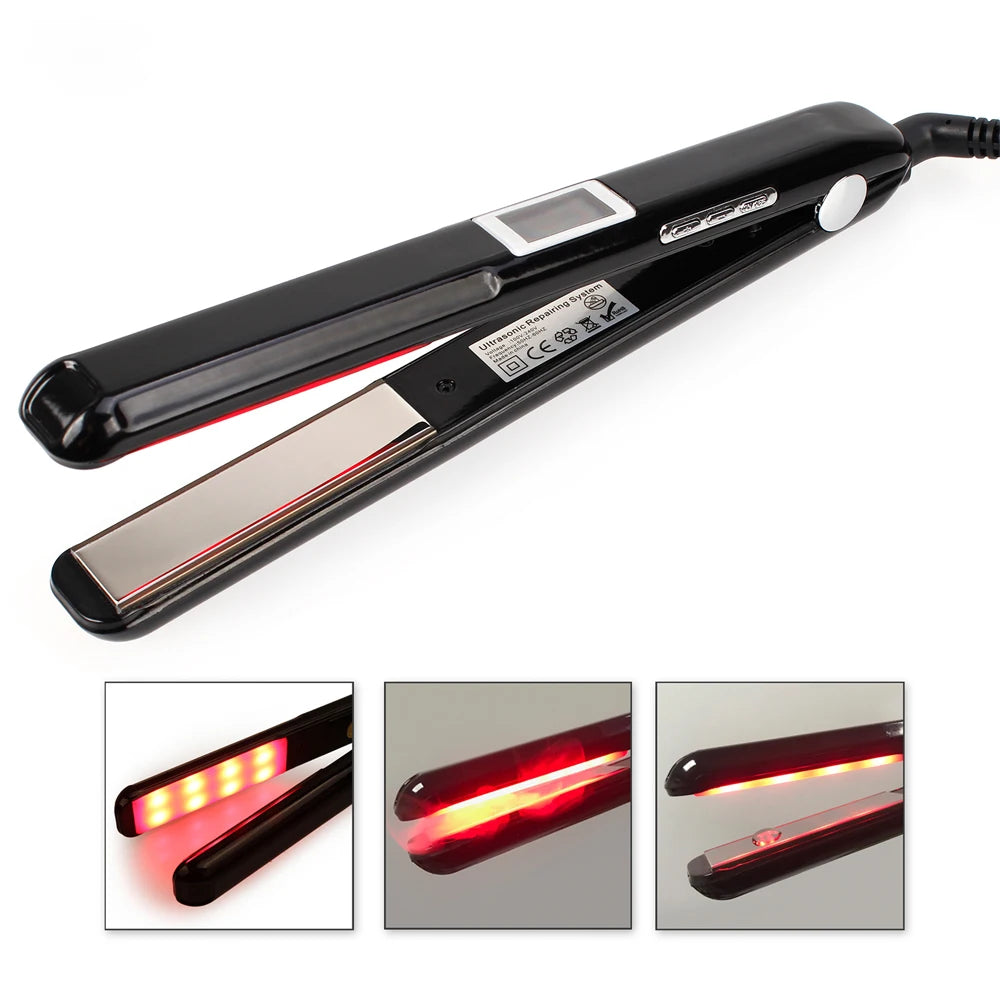 Ultrasonic Infrared Hair Flat Iron: Keratin Treatment for Frizzy Hair