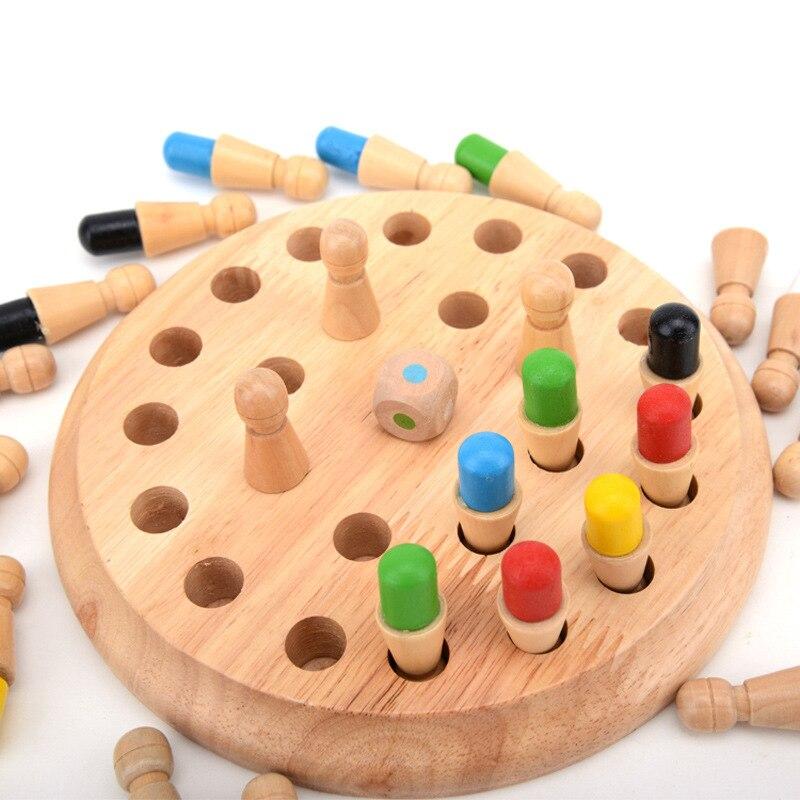 Wooden Memory Match Chess Game - Luxinsly