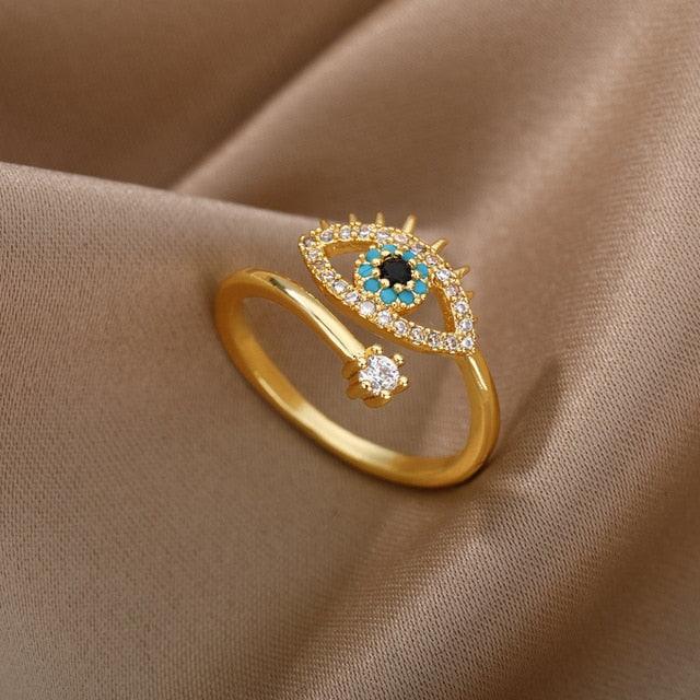 Turkish Blue Evil Eye Rings - Luxinsly